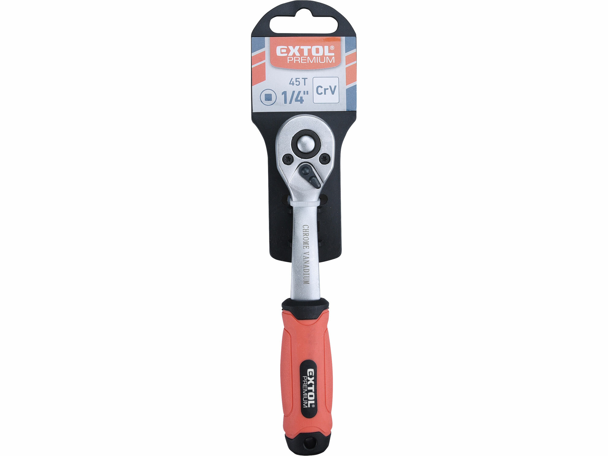 Račňa vyhnutá, 45 zubov, 1/4”, Crv, EXTOL PREMIUM