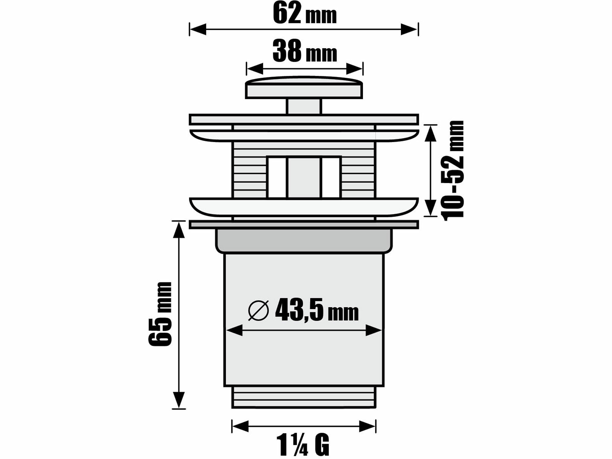 Výpusť umývadlová Click-Clack s prepadom, 5/4" G, dĺžka 80mm, chróm, BALLETTO