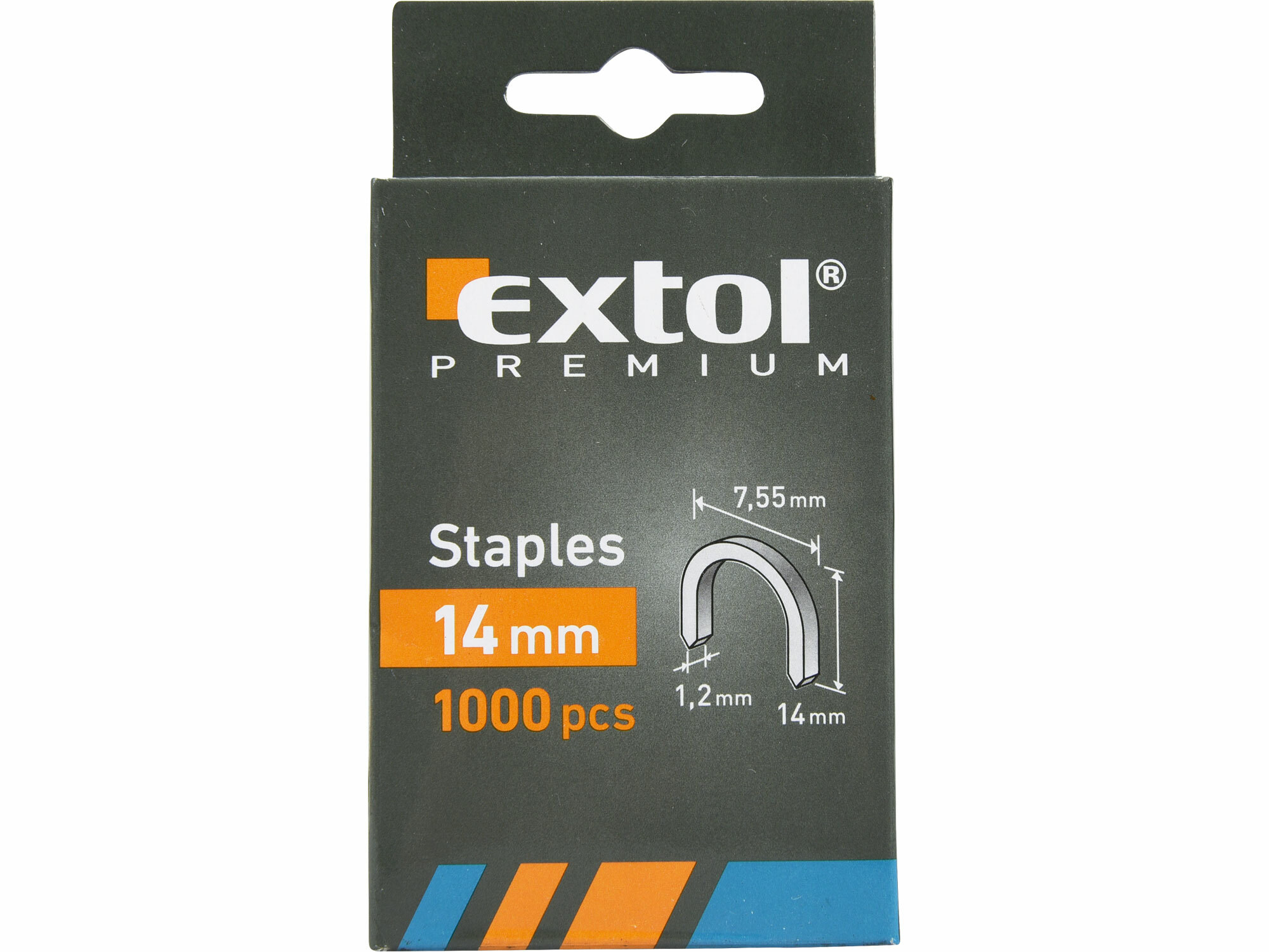 Spony oblé do sponkovacej pištole 14mm, 7,55x1,2mm, 1000ks, EXTOL PREMIUM