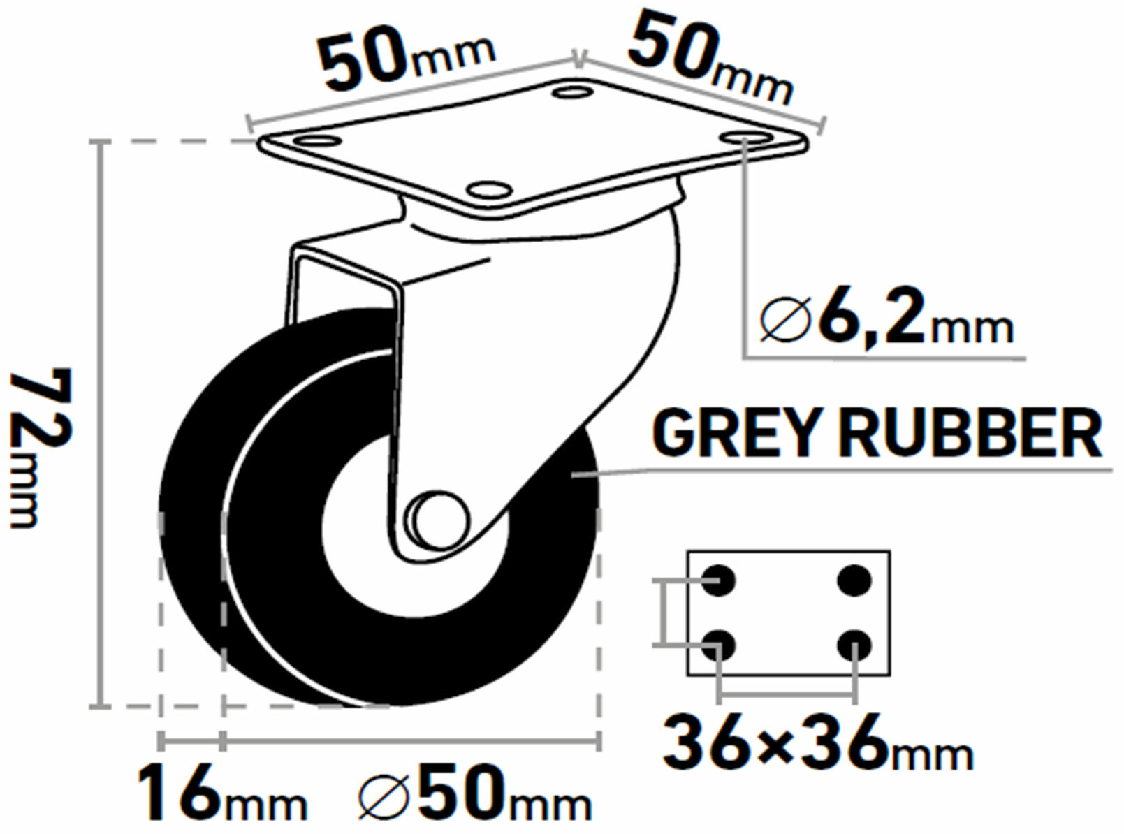 Kolieska otočné 2ks, Ø50mm, max. 27kg/1ks, EXTOL PREMIUM