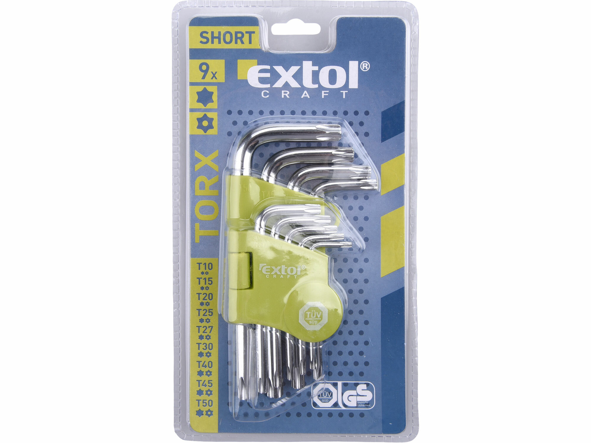 Kľúče Torx s dierkou krátke, 9-dielna sada, T10-50