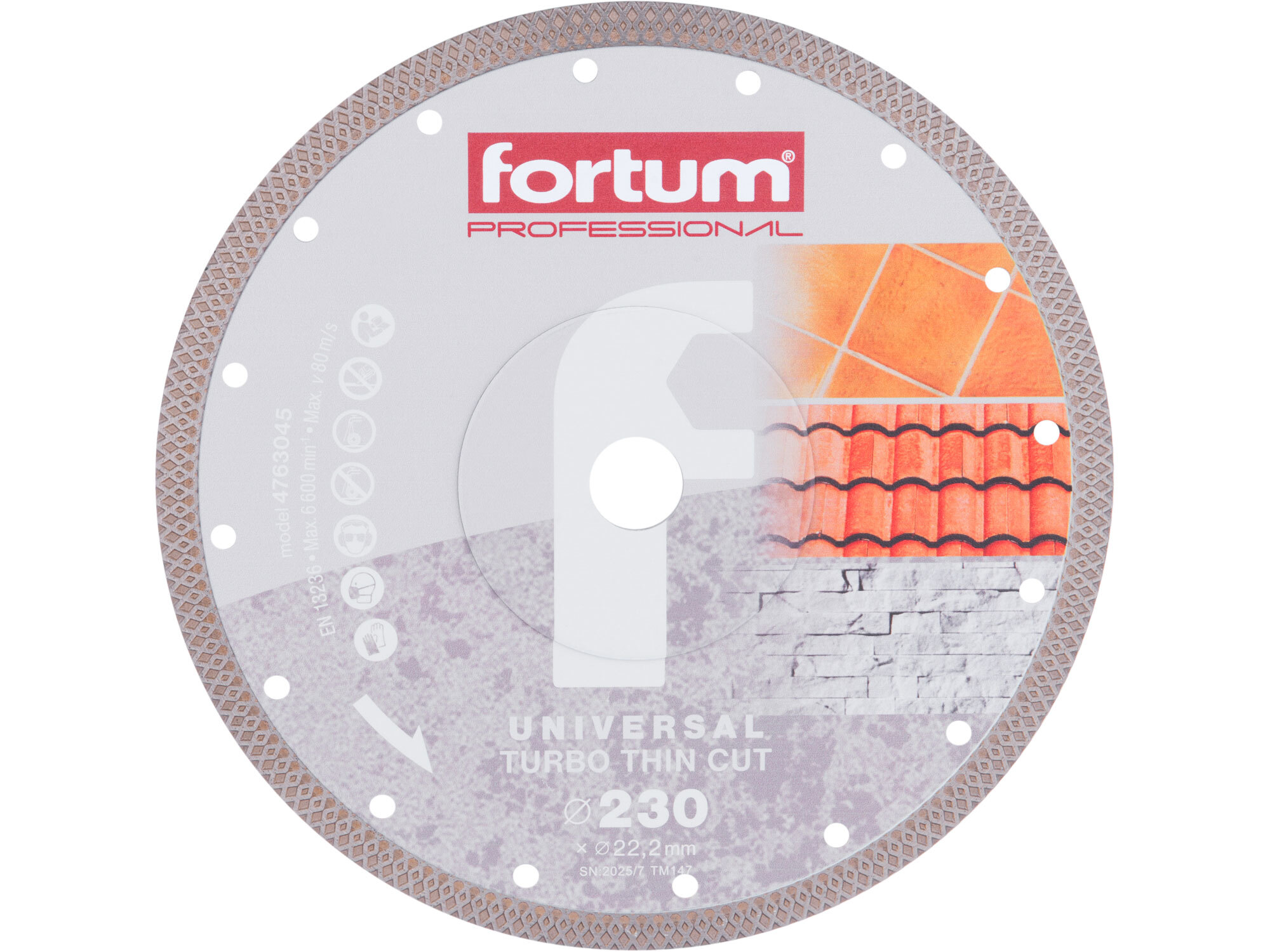 Kotúč rezný diamantový Turbo Thin Cut, ø230x2,0mm, diamant 10mm, suché a mokré rezanie, FORTUM