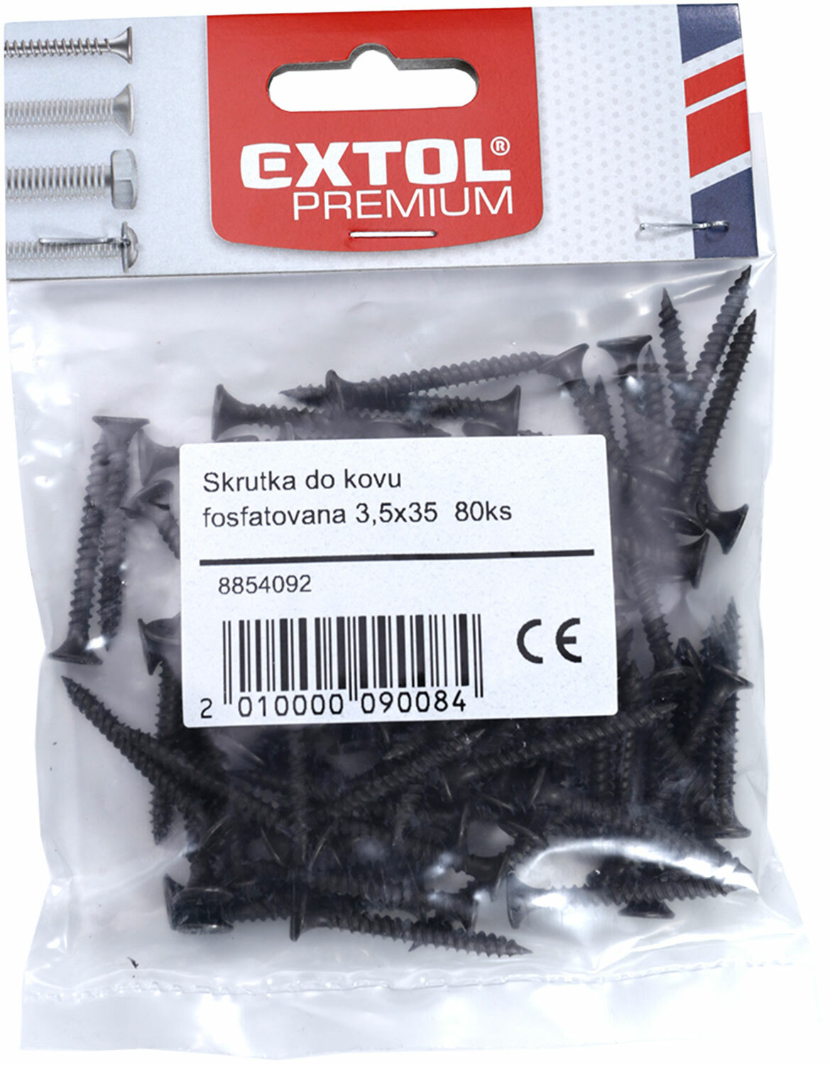 Skrutka do kovu fosfátovaná, 80ks, 3,5x35, EXTOL PREMIUM