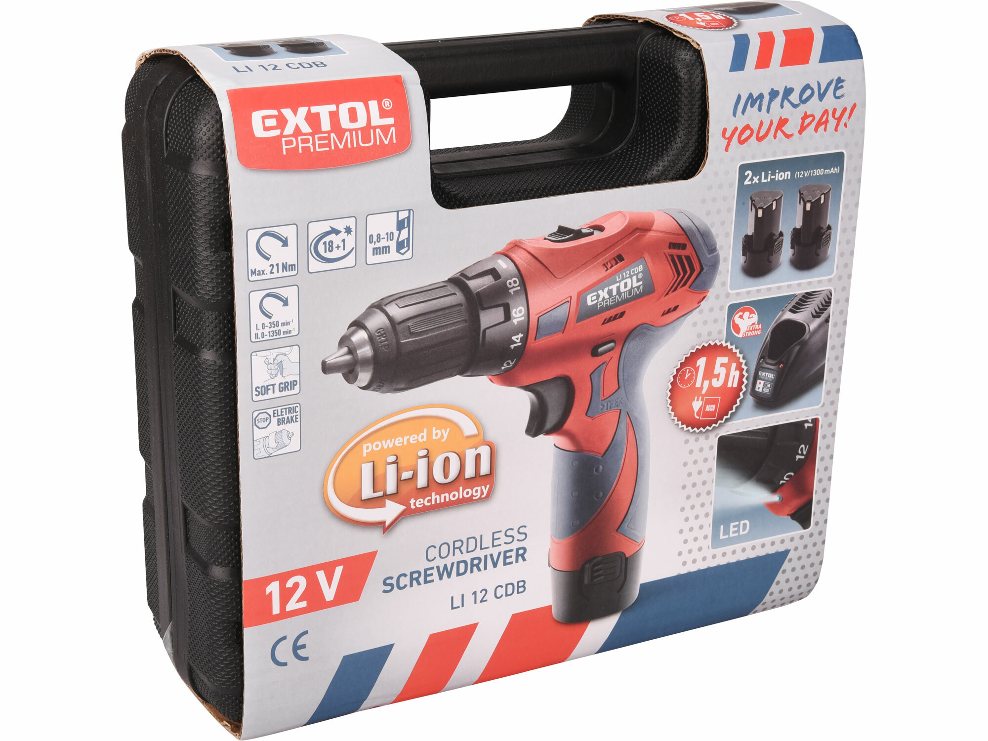 Vŕtačka akumulátorová, 2x aku 12V/1,5Ah, kufor