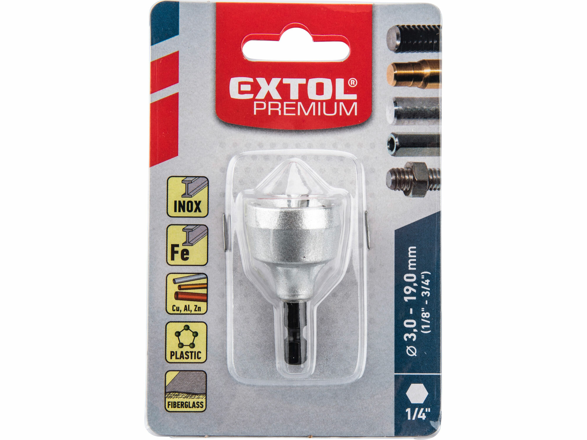 Odhrotovač pre vonkajšie závity a rúrky, Ø3-19mm, HSS plátky, EXTOL PREMIUM