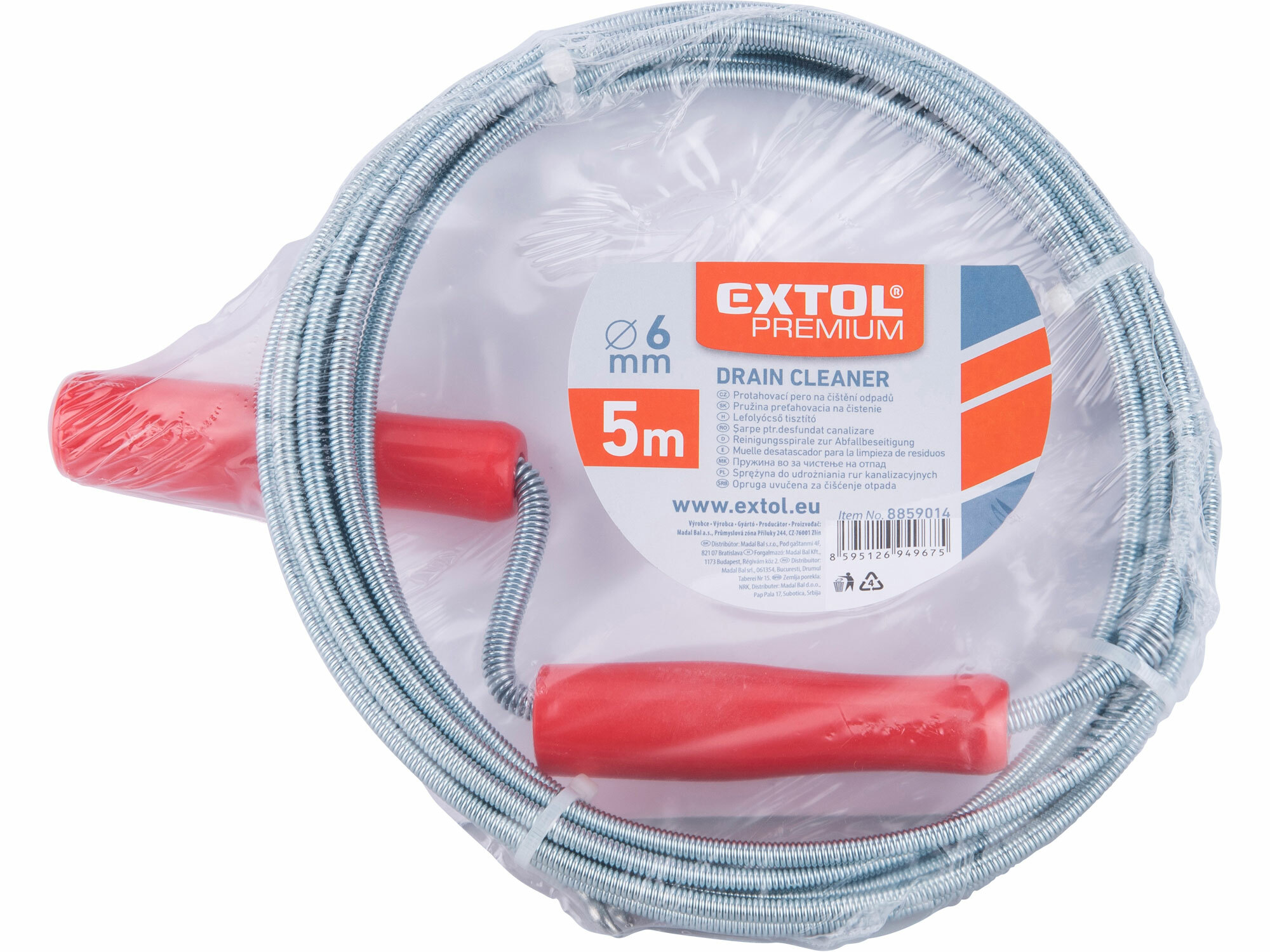 Pružina kanalizačná pochrómovaná ''krtko'' 5m, Ø6mm, EXTOL PREMIUM