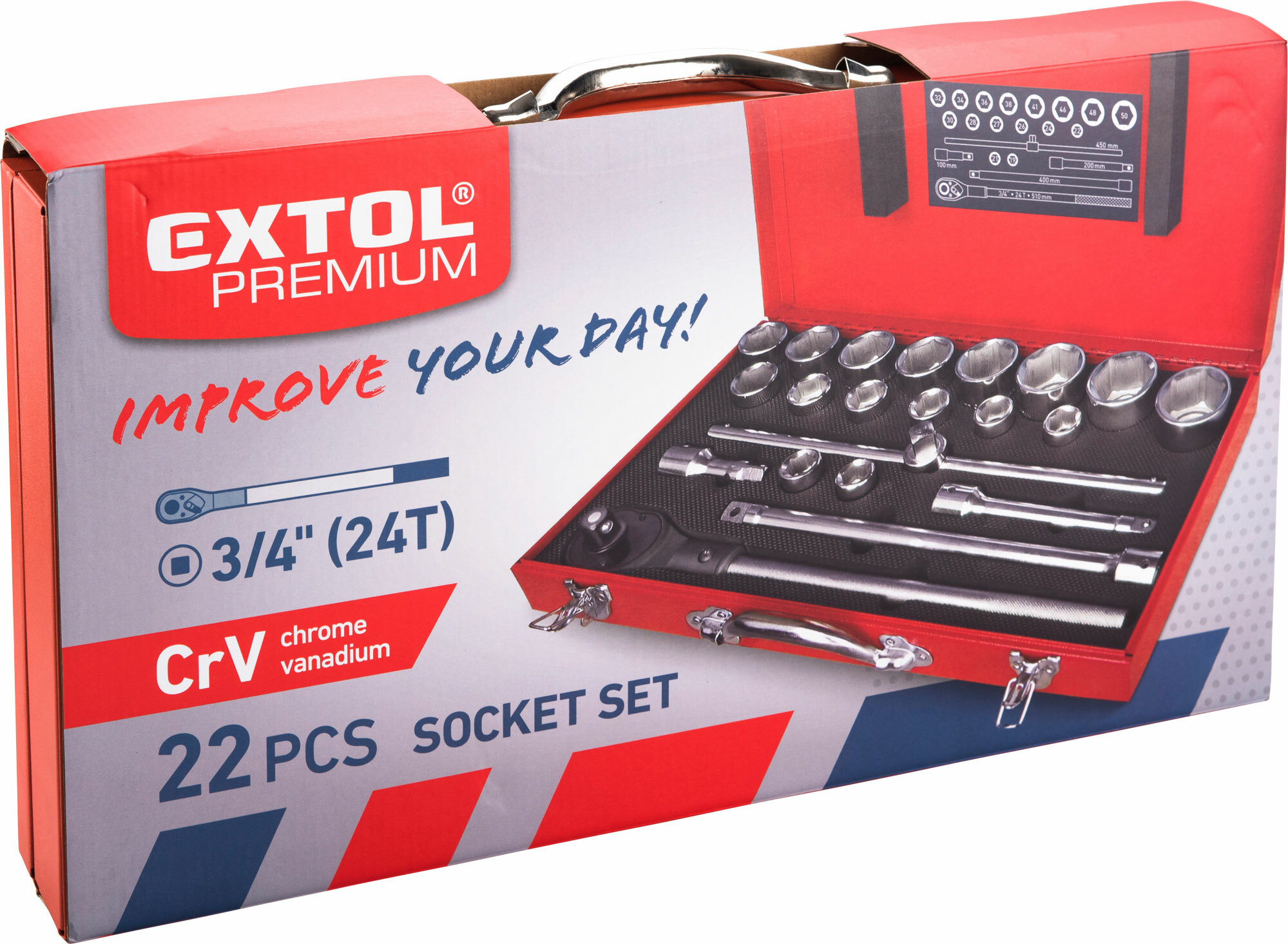 Sada nástrčných kľúčov, 22-dielna, EXTOL PREMIUM