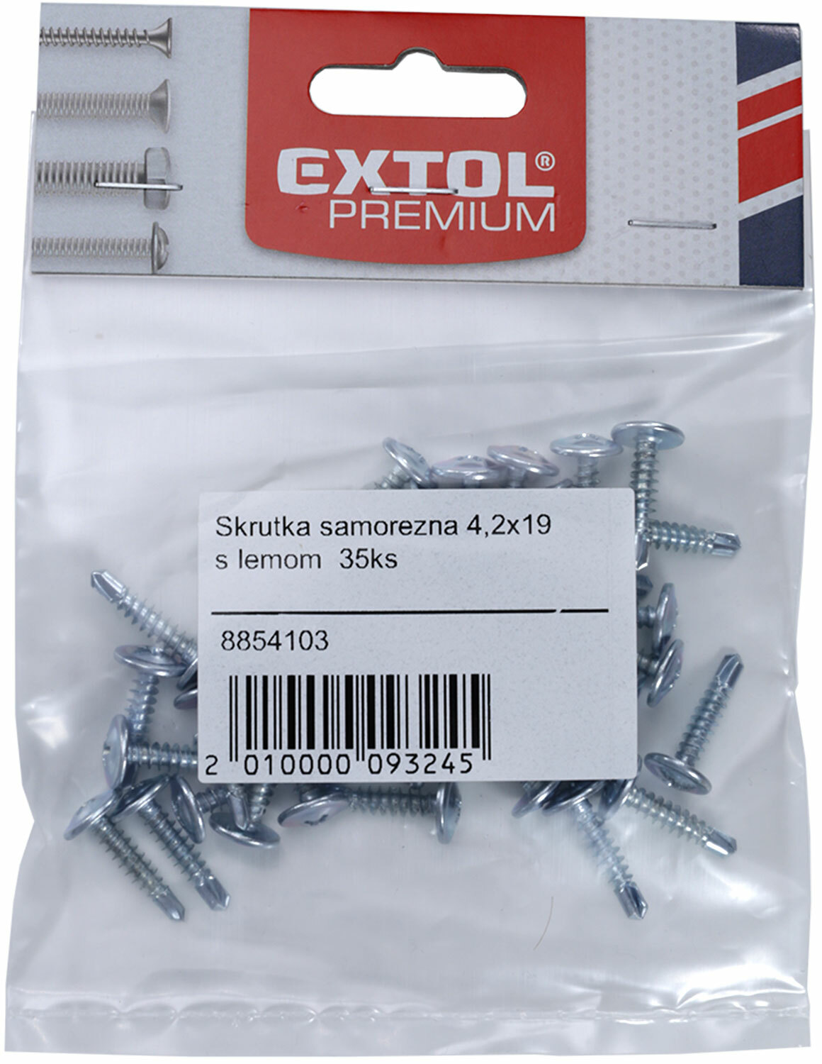 Skrutka samorezná s lemom 2,25mm, 50ks, 4,2x13, EXTOL PREMIUM