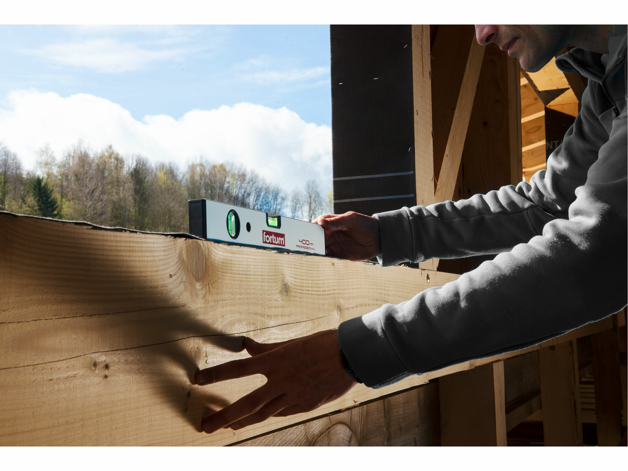 Vodováha hliníková, 2 libely, 400mm, FORTUM