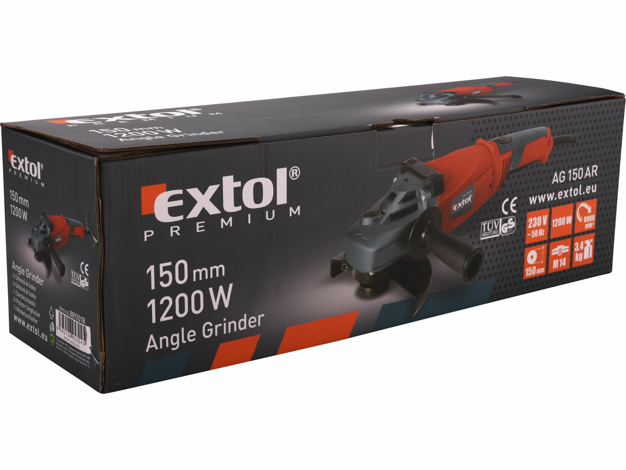 Brúska uhlová, príkon 1200W, priemer 150mm, EXTOL PREMIUM