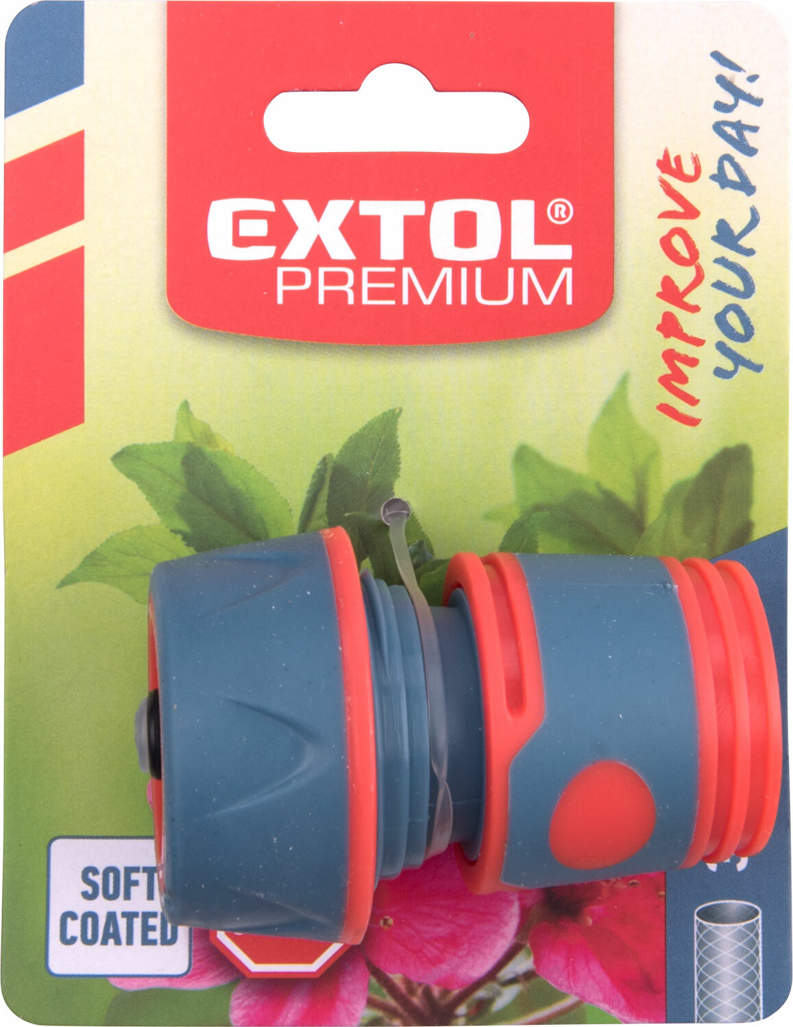 Rýchlospojka na hadicu plastová, 3/4'', STOP ventil, EXTOL PREMIUM