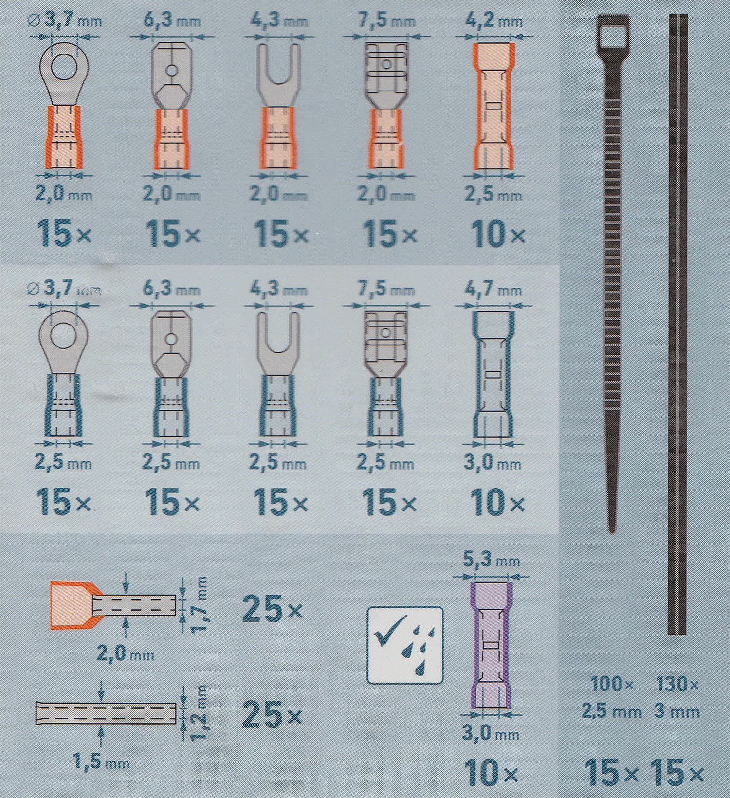 Kliešte odizolovacie a krimpovacie s konektormi, pre káble 0,2-6,0mm2, sada 231ks
