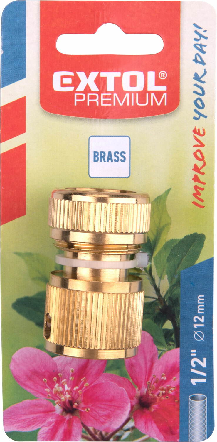 Rýchlospojka na hadicu mosadzná, 1/2'', mosadz, EXTOL PREMIUM