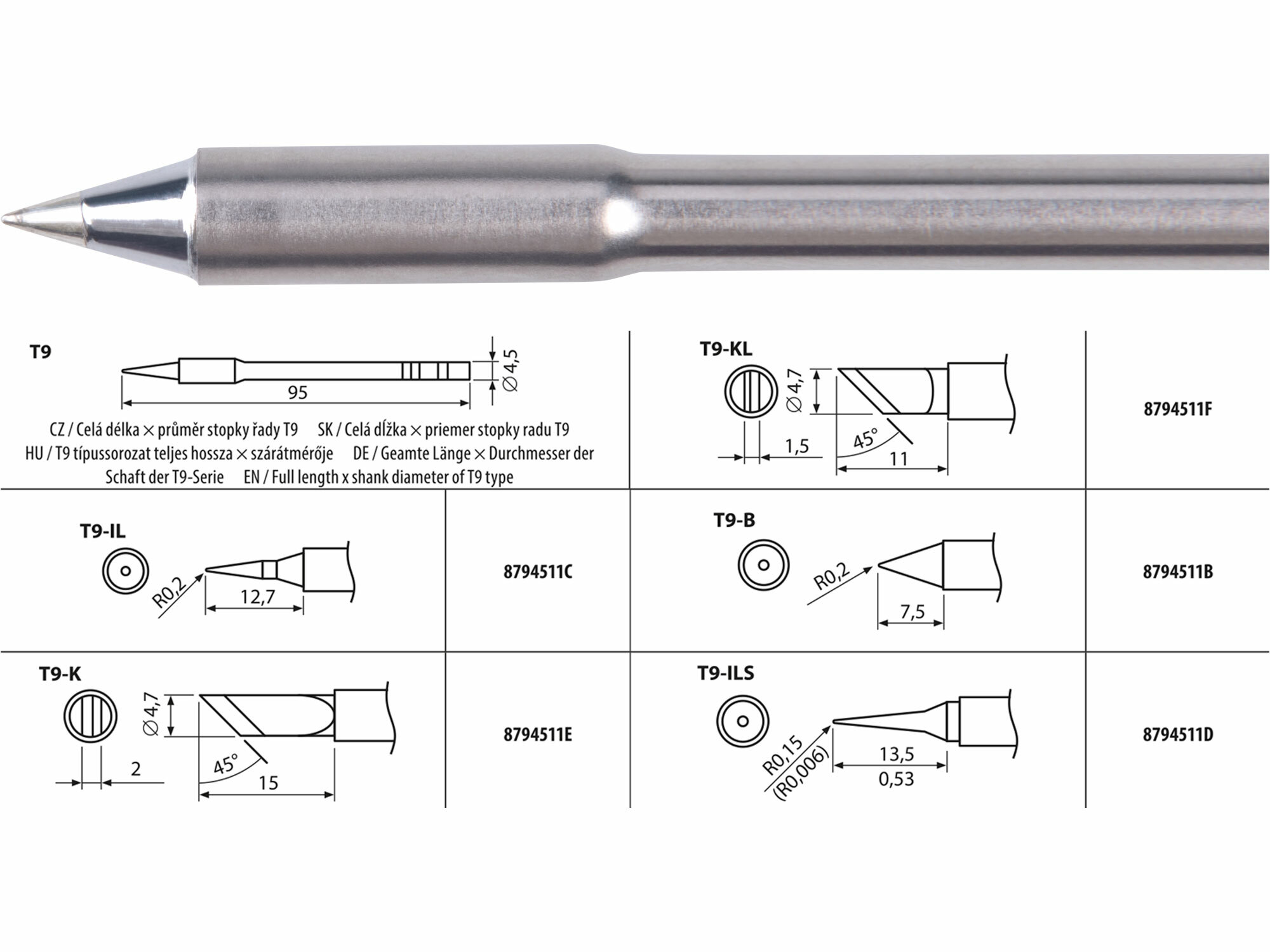 Hrot spájkovací T9-B pre 8794511, EXTOL INDUSTRIAL