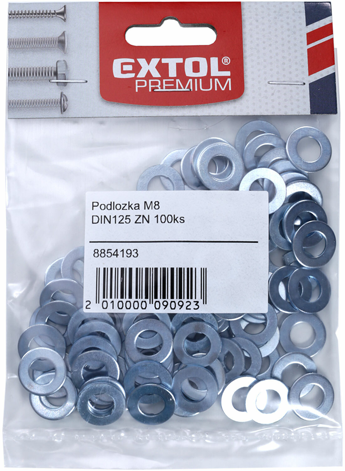 Podložka DIN125 ZN, 20ks, M14, EXTOL PREMIUM