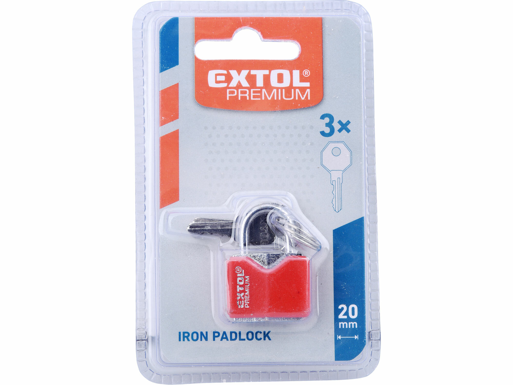 Zámok vysací 20mm, s ochranným plastom, EXTOL PREMIUM