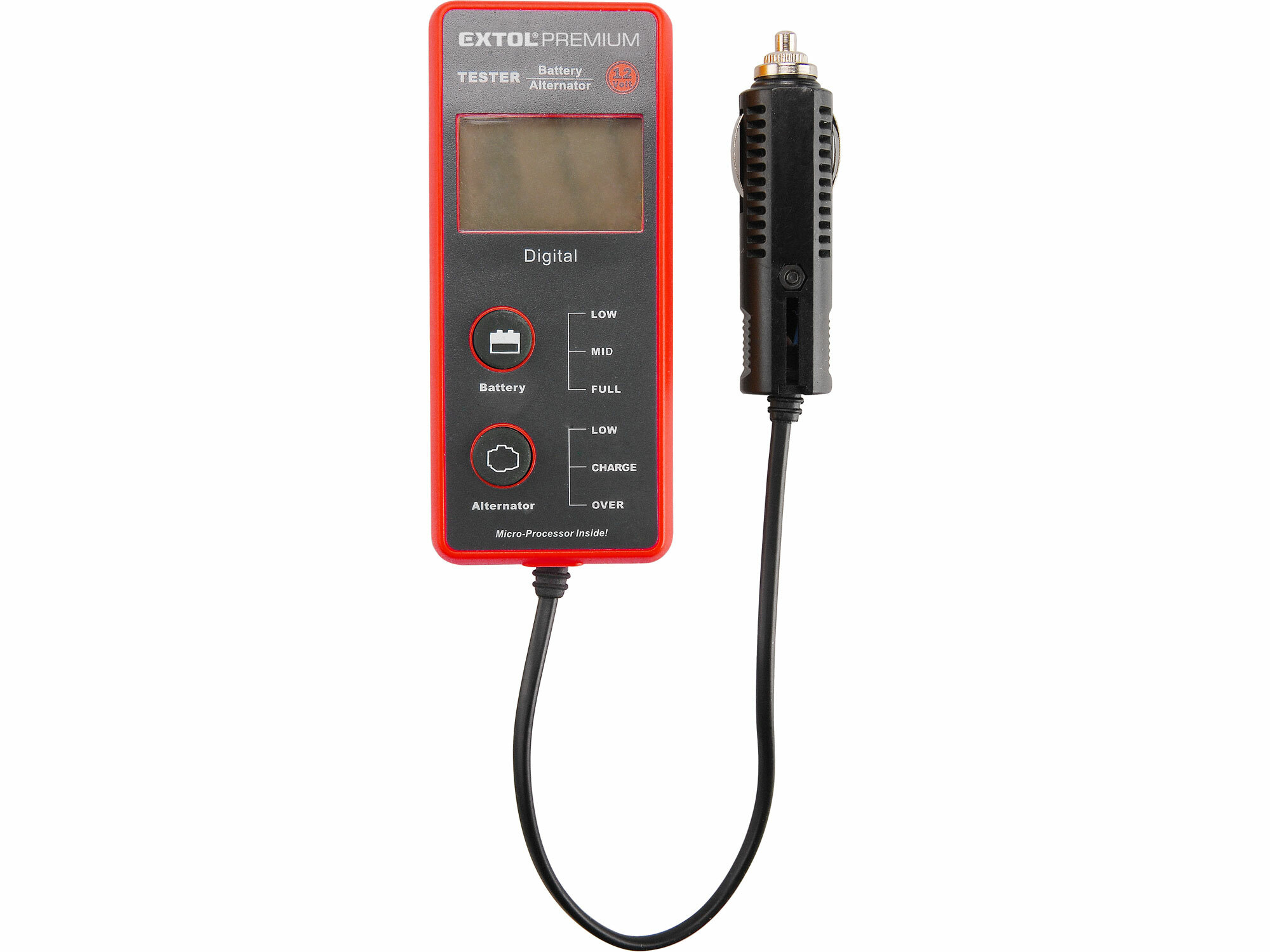 Tester autobatérie a alternátoru digitálny, 2 funkcie, EXTOL PREMIUM