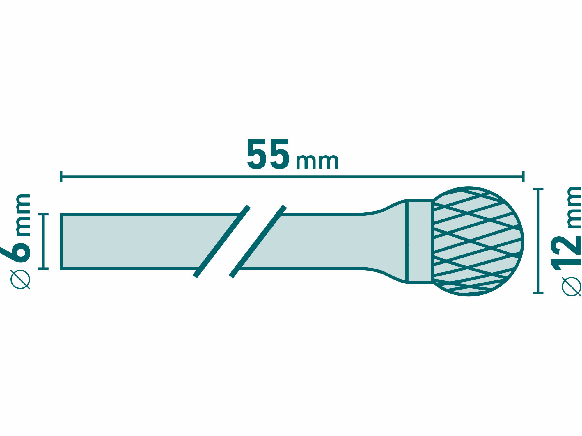 Fréza karbidová guľovitá, Ø12mm, stopka Ø6mm, EXTOL INDUSTRIAL