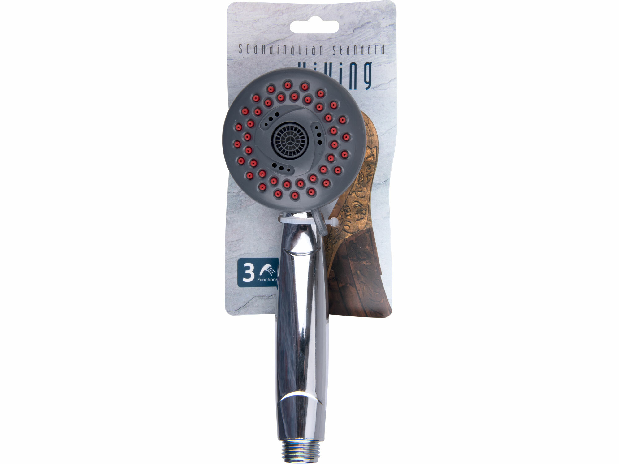 Hlavica sprchová, 3-funkčná, priemer hlavice 73mm, chróm, VIKING