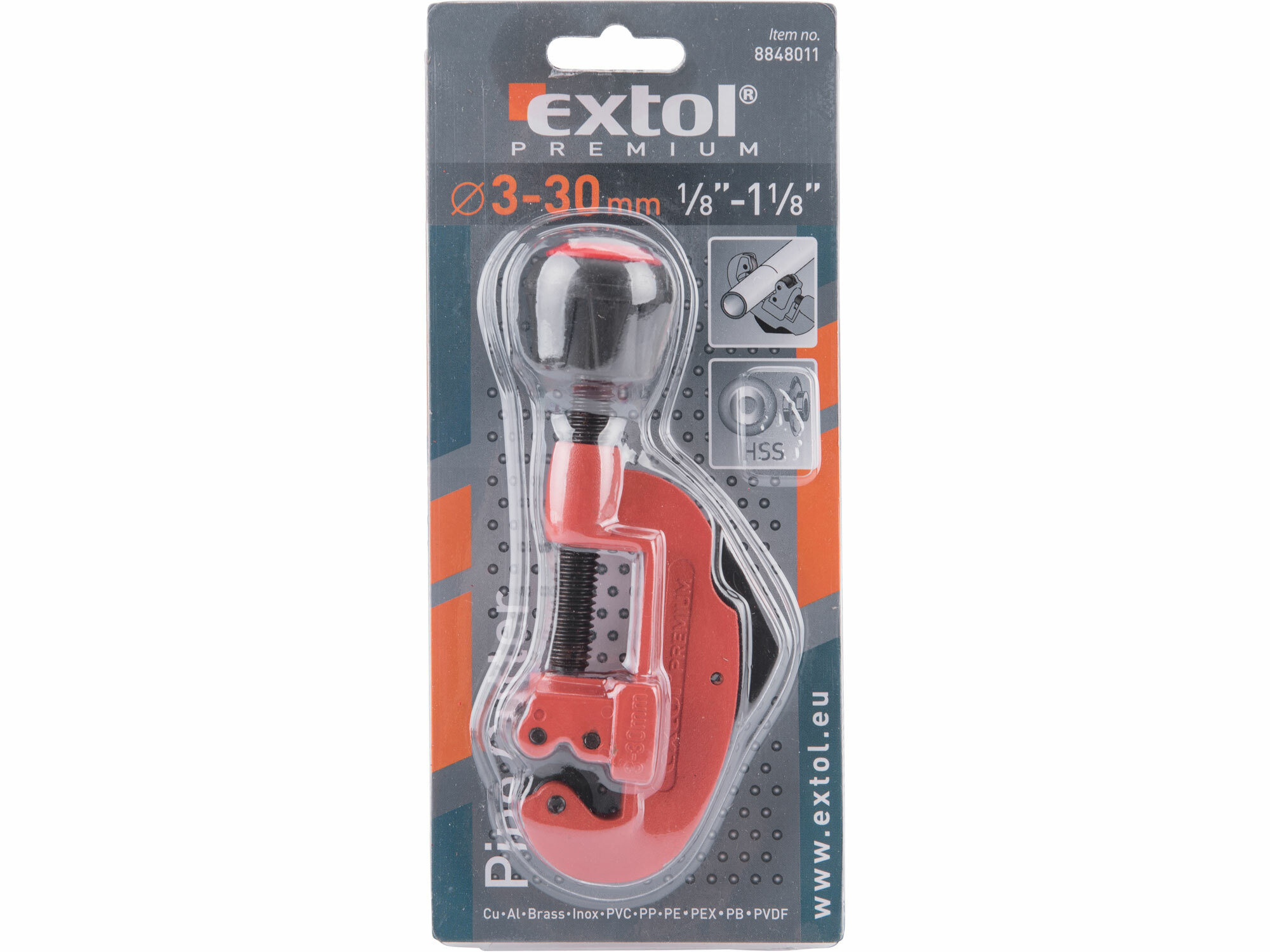 Rezač rúrok Ø3-30mm s odhrotovačom, EXTOL PREMIUM