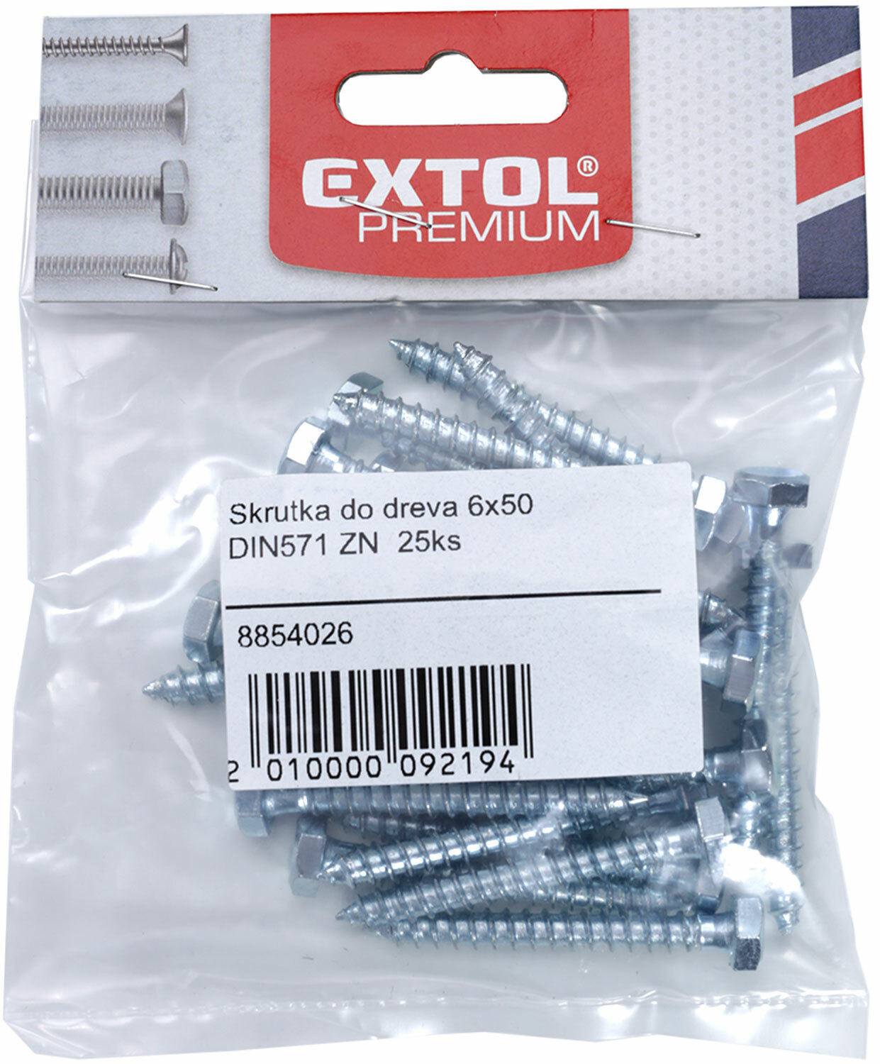 Skrutka do dreva DIN571 ZN, 25ks, 6x40, EXTOL PREMIUM
